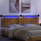 Preview: Hängendes Kopfteil Mit LED Licht Braun Samt