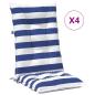 Preview: Outdoor-Kissen 4 stk. Stoff Blau und Weiß 120 x 50 x 7 cm