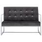Preview: 2-Sitzer-Sofa mit Armlehnen Dunkelgrau Chrom und Samt