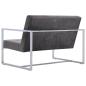 Preview: 2-Sitzer-Sofa mit Armlehnen Dunkelgrau Chrom und Samt