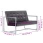 Preview: 2-Sitzer-Sofa mit Armlehnen Dunkelgrau Chrom und Samt