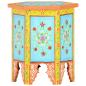 Preview: Beistelltisch Handbemalt Mehrfarbig 38x33x42cm Mango Massivholz