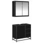 Preview: Badezimmermöbel-Set 2 stk. Schwarz Eichen-Optik 65 x 33 x 60 cm