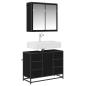 Preview: Badezimmermöbel-Set 2 stk. Schwarz Eichen-Optik 80 x 33 x 60 cm