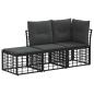 Preview: Outdoor-Sofagarnitur 3 stk. Schwarz Polyester