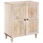 Preview: ARDEBO.de - Sideboard Weiß 60 x 33 x 75 cm massives Mangoholz