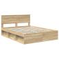 Preview: Bettrahmen Sonoma-Eiche 150 x 200 cm Massives Kiefernholz
