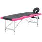 Preview: ARDEBO.de - Massageliege Klappbar 4-Zonen Aluminiumgestell Schwarz und Rosa