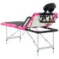 Preview: Massageliege Klappbar 4-Zonen Aluminiumgestell Schwarz und Rosa
