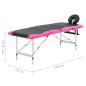 Preview: Massageliege Klappbar 4-Zonen Aluminiumgestell Schwarz und Rosa