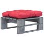 Preview: ARDEBO.de - Outdoor-Ottomane Paletten mit Kissen in Rot Holz Grau