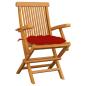 Preview: Gartenstühle mit Roten Kissen 6 Stk. Massivholz Teak