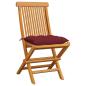 Preview: Gartenstühle mit Weinroten Kissen 6 Stk. Massivholz Teak