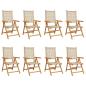 Preview: 8-teiliges Set aus verstellbaren Klappstühlen, beige, aus Polyrattan und Massivholz