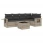 Preview: 6-tlg. Garten-Sofagarnitur mit Kissen Hellgrau Poly Rattan