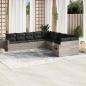 Preview: ARDEBO.de - 10-tlg. Garten-Sofagarnitur mit Kissen Hellgrau Poly Rattan