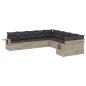 Preview: 10-tlg. Garten-Sofagarnitur mit Kissen Hellgrau Poly Rattan