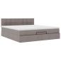 Preview: Ottomane Bett mit Matratze & LEDs Taupe 180x200 cm Stoff