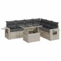 Preview: 7-tlg. Garten-Sofagarnitur mit Kissen Hellgrau Poly Rattan