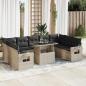 Preview: ARDEBO.de - 10-tlg. Garten-Sofagarnitur mit Kissen Hellgrau Poly Rattan