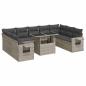 Preview: 10-tlg. Garten-Sofagarnitur mit Kissen Hellgrau Poly Rattan