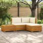 Preview: ARDEBO.de - 4 stk. Outdoor-Sofagarnitur Massivholz Akazie Braun