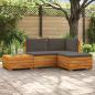 Preview: ARDEBO.de - Outdoor-Sofagarnitur mit Kissen 4 Stück Braun Massivholz Akazie