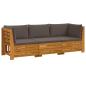 Preview: 3 stk. Outdoor-Sofagarnitur Massivholz Akazie Braun