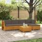 Preview: ARDEBO.de - Outdoor-Sofagarnitur mit Kissen 6 Stück Braun Massivholz Akazie