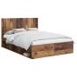Preview: Bettgestell mit Stauraum und Kopfteil Altholz 150 x 200 cm