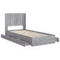 Preview: Bettgestell mit Stauraum und Kopfteil Grau Sonoma 90 x 200 cm