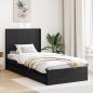 Preview: ARDEBO.de - Bettgestell mit Stauraum und Kopfteil Schwarz 90 x 190 cm
