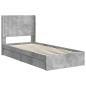 Preview: Bettgestell mit Stauraum und Kopfteil Betongrau 90 x 190 cm