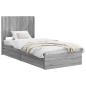Preview: Bettgestell mit Stauraum und Kopfteil Grau Sonoma 75 x 190 cm