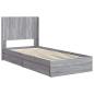 Preview: Bettgestell mit Stauraum und Kopfteil Grau Sonoma 75 x 190 cm
