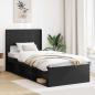 Preview: ARDEBO.de - Bettgestell mit Stauraum und Kopfteil Schwarz 75 x 190 cm