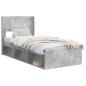 Preview: Bettgestell mit Stauraum und Kopfteil Betongrau 75 x 190 cm