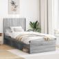 Preview: ARDEBO.de - Bettgestell mit Stauraum und Kopfteil Grau Sonoma 75 x 190 cm
