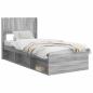 Preview: Bettgestell mit Stauraum und Kopfteil Grau Sonoma 75 x 190 cm