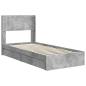 Preview: Bettgestell mit Stauraum und Kopfteil Betongrau 90 x 190 cm