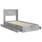 Preview: Bettgestell mit Stauraum und Kopfteil Betongrau 90 x 190 cm