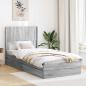 Preview: ARDEBO.de - Bettgestell mit Stauraum und Kopfteil Sonoma-Grau 75 x 190 cm