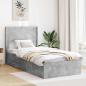 Preview: ARDEBO.de - Bettgestell mit Stauraum und Kopfteil Betongrau 75 x 190 cm