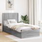 Preview: ARDEBO.de - Bettgestell mit Stauraum und Kopfteil Sonoma-Grau 75 x 190 cm