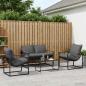 Preview: ARDEBO.de - Gartensofa-set 4 stk. Schwarz und Anthrazit Stahl