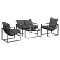 Preview: Gartensofa-set 4 stk. Schwarz und Anthrazit Stahl