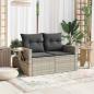 Preview: Gartensofa mit Kissen 2-Sitzer Hellgrau Poly Rattan