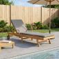 Preview: ARDEBO.de - Sonnenliege mit Kissen 100% Polyester mit solidem Teak