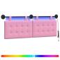 Preview: Hängendes Kopfteil Mit LED Licht Rosa Stoff