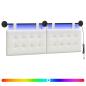 Preview: Hängendes Kopfteil Mit LED Licht Weiß Kunstleder